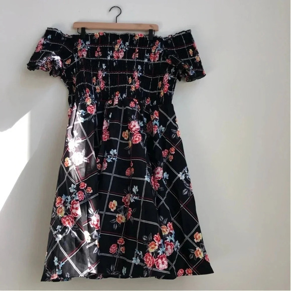 New City Chic Smock Off the Shoulder Dress Picnic bouquet floral print pockets - Picture 8 of 12